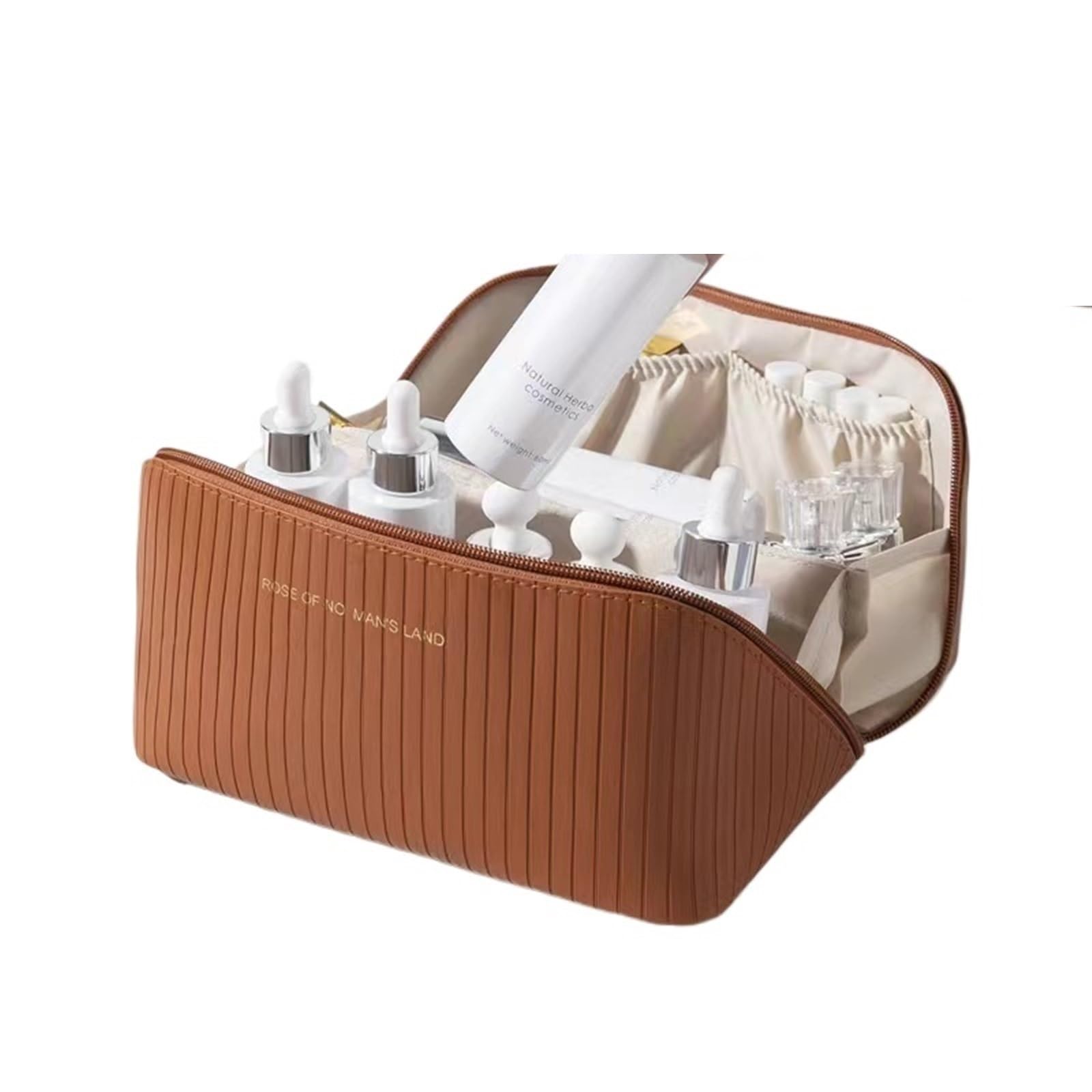 DVMSIEF Makeup Bag Leather Travel Cosmetic Bag Organizer