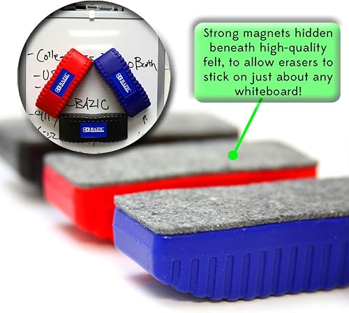 Miniatura 5 de BAZIC - Borrador magnético de pizarra blanca, borradores de borrado en seco, limpiador ergonómico, sin polvo, para la escuela y la oficina, paquetes