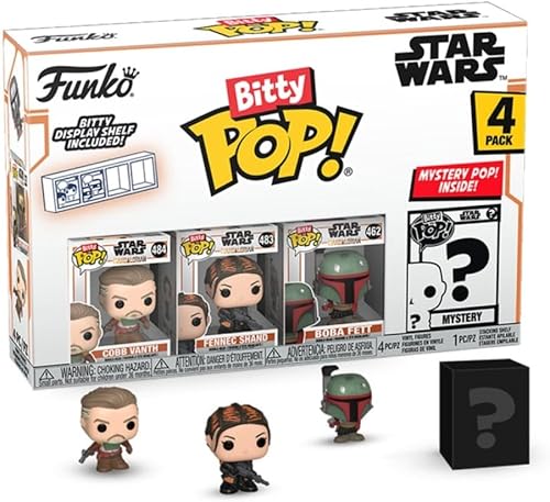 Funko Bitty Pop! The Mandalorian Mini juguetes coleccionables - Cobb Vanth, Fennec Shand, Boba Fett y Mystery Chase Figura (los estilos pueden