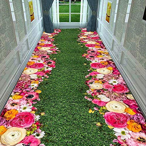 Corredor de pasillo largo ZRUYI que transforma tu entrada con su elegante diseño floral 3D 3