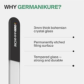 GERMANIKURE Glass Nail File in Cork Sleeve - I\'m Too Pretty to Work - Professional Crystal Nail File for Natural Nails - Ideal Manicure & Pedicure Tool for Smooth, Easy Shaping - Nail Care Gift