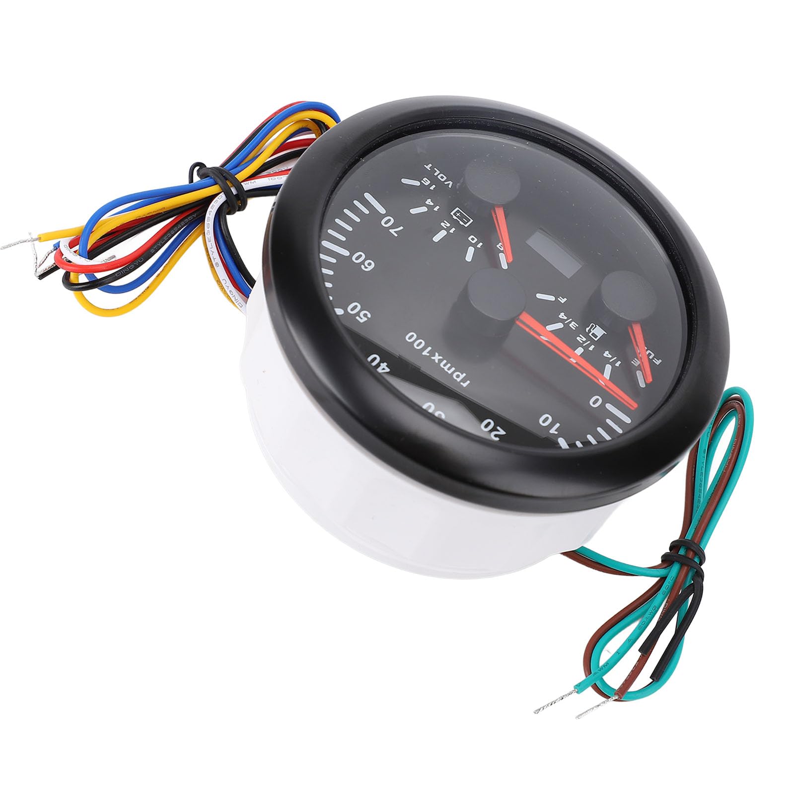 Tbest Prędkościomierz 85 Mm Woltomierz 8-16 V 3 / Cal w 1 Obrotomierz 7000 Obr./min 7 Kolorów Podświetlenia Ciężarówka Samochód (BLACK)