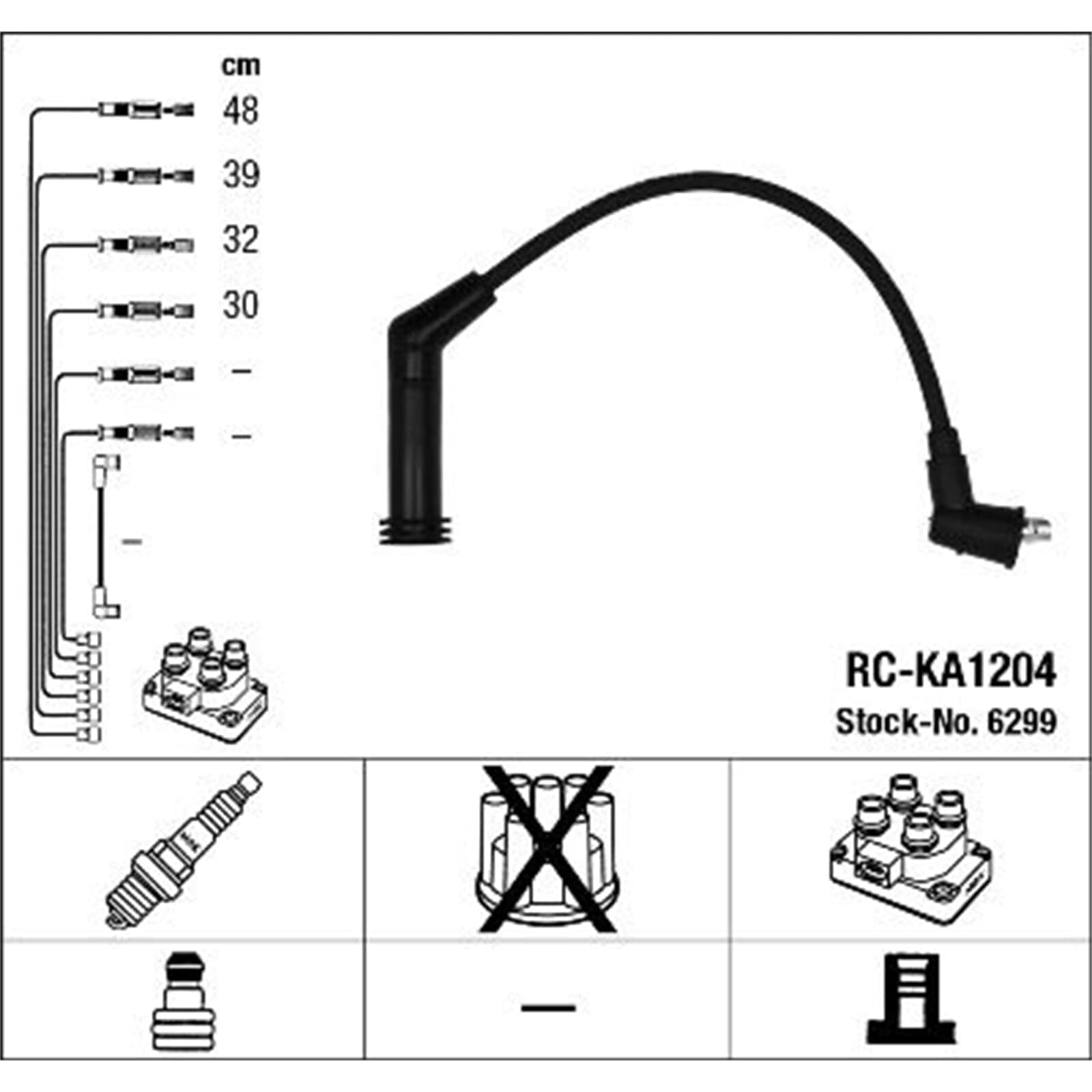 Cavo candela NGK | RC-KA1204, 6299