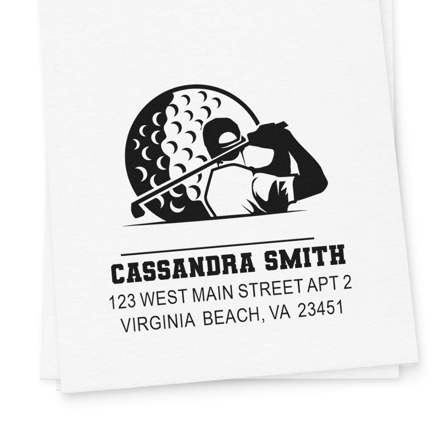 Golf Swing Silhouette Wood Handle Address Stamp - Classroom and Home Use