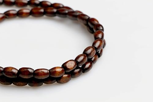 Miniatura 4 de 500 cuentas de madera ovaladas de 0.236 x 0.315 in, cuentas espaciadoras de madera con forma de arroz integral, cuentas sueltas de madera para hacer