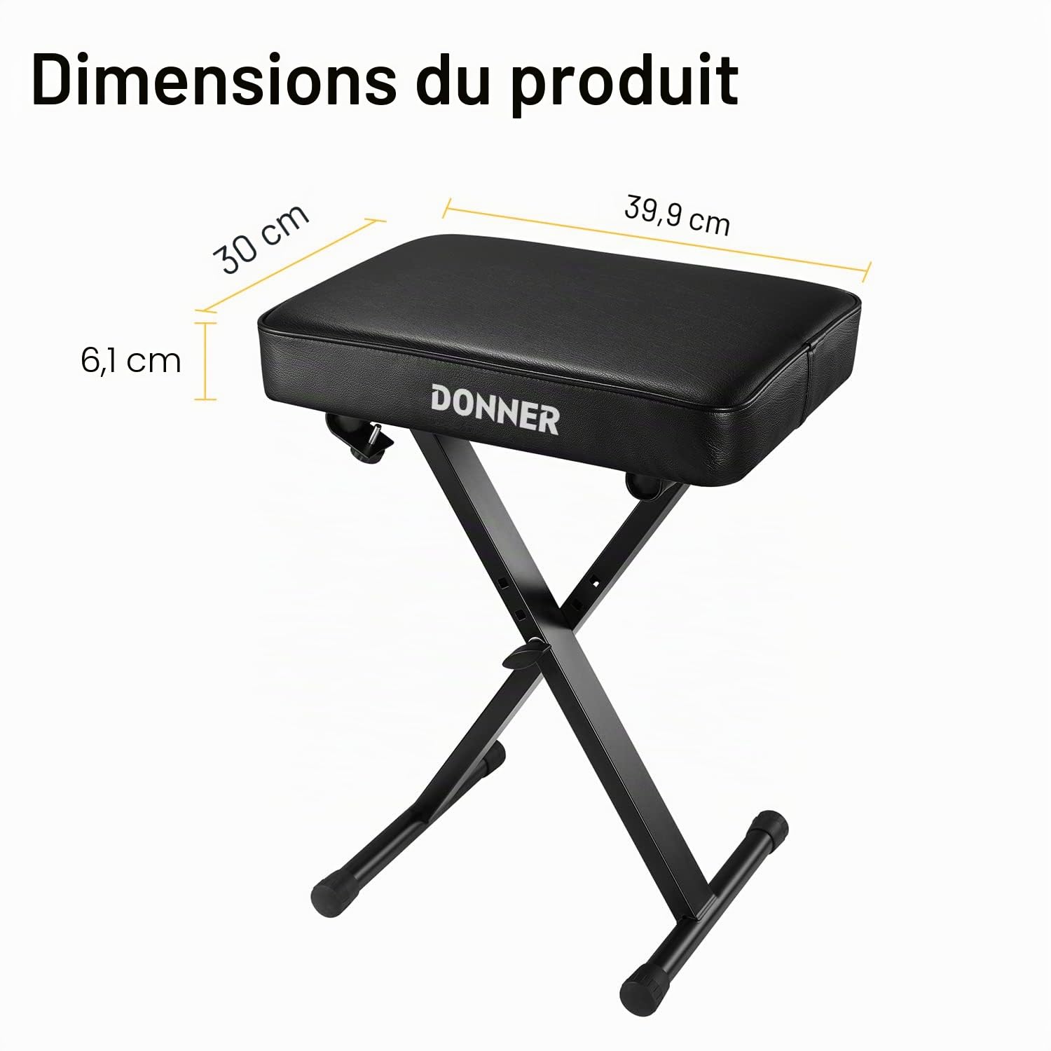 Donner Banc d'éponges réglables à Haute densité pour Clavier Design antidérapant Noir
