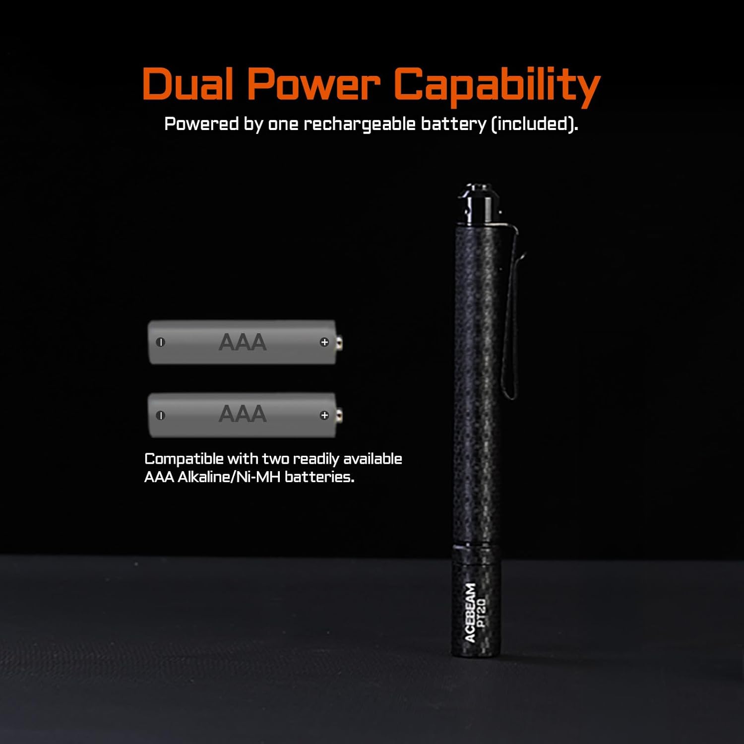 ACEBEAM PT20 2 AAA EDC Flashlight Rechargeable, 500 High Lumens Pen Flashlight with Clip, Compact Pocket MINI LED Flash Light, Super Bright Small Pen Light for Camping, Home, Work(Aluminum Material)