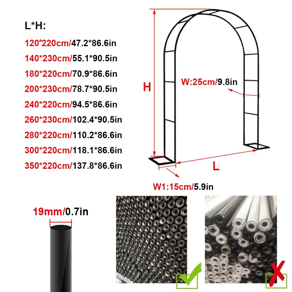 Rosenbon - Enrejado de metal blanco de 140 x 230 cm, soporte para plantas trepadoras, enrejado robusto para enredaderas y flores, arco decorativo de jardín