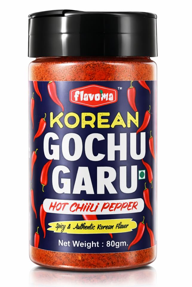 Image of Flavoma Korean Gochugaru Hot Pepper Powder, 80g Korean Chili Pepper Coarse Flakes, Product of Korea