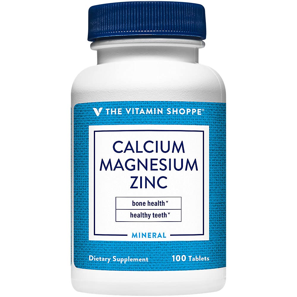 The Vitamin Shoppe Brand Calcium, Magnesium, Zinc & Vitamin D3, 100 Tablets 1 Count (Pack of 1)