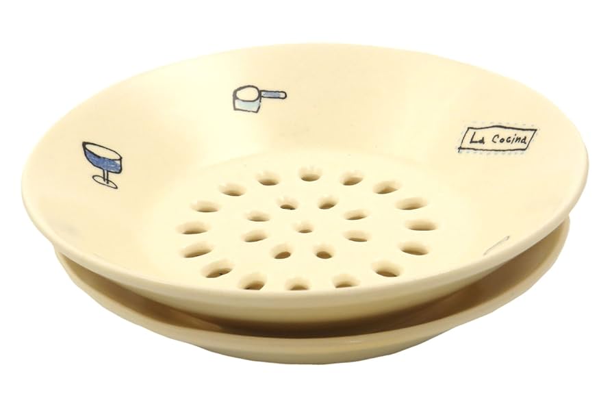 Amazon.co.jp: 瀬戸焼 キッチン 水切り皿 (受け皿付) キッチン