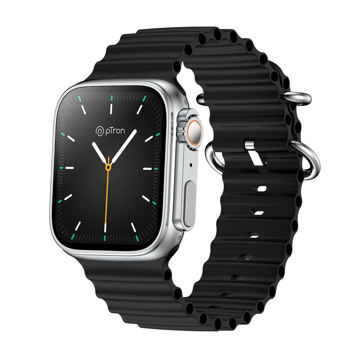 pTron Reflect Pro 1.85" Smartwatch, Bluetooth Calling, Full Touch Display 600 NITS, Digital Crown,Metal Frame, 100+ Watch Faces, HR, SpO2, Voice Assist, 5 Days Battery Life, IPX68 Waterproo (Silver)-picture-12