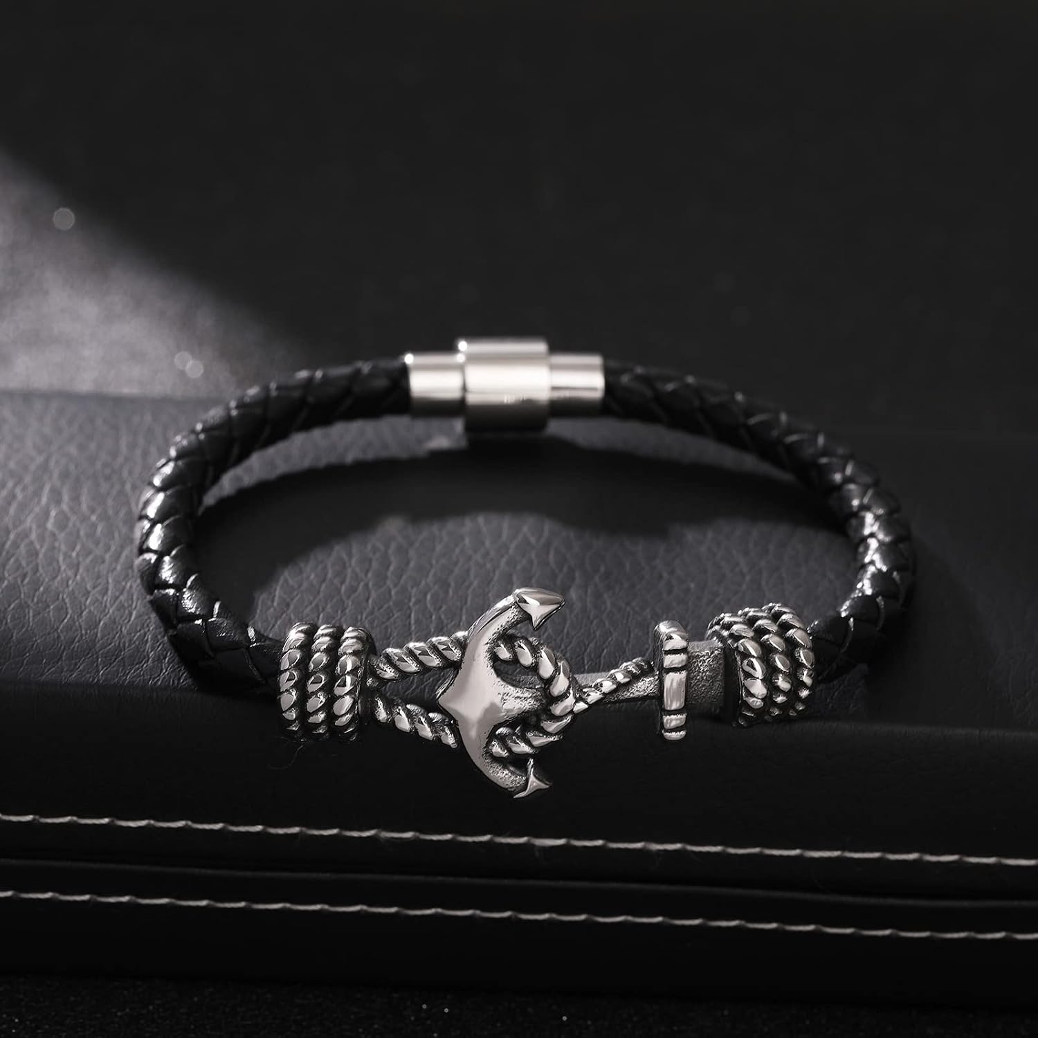Yumikoo To My Son Anchor Bracelet Stainless Leather Bracelet From Mom Dad