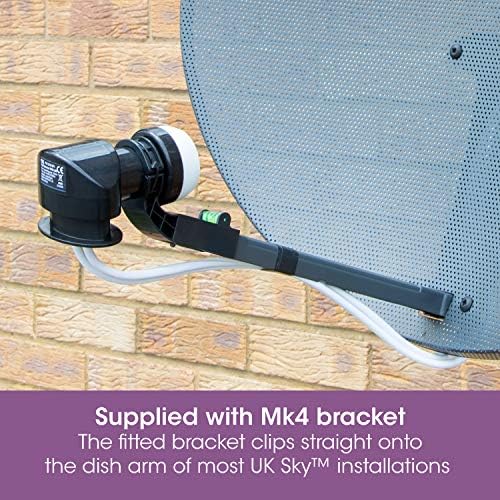 SLx LNB Twin Output, 4K Satellite HD 2 Output KU Band Universal for SKY HD/Freesat HD with MK4 Bracket