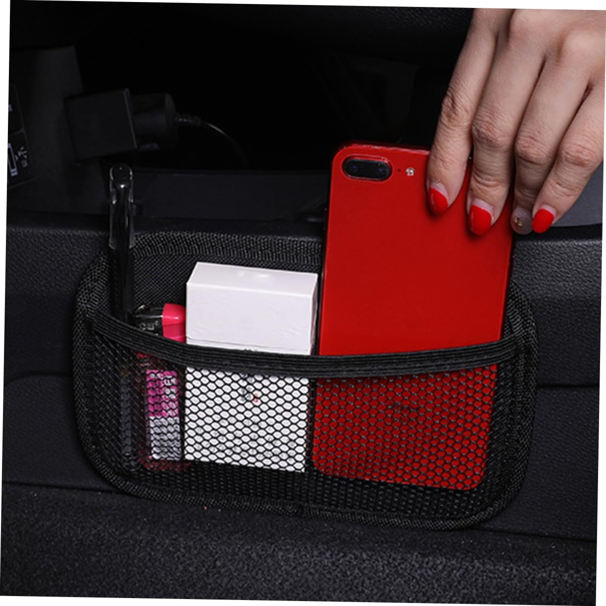 CHILDWEET 2pcs Car Seat Storage Organizer Adhesive Multifunctional Sundries Bag for Auto Interior Easy Installation for Phones and Accessories