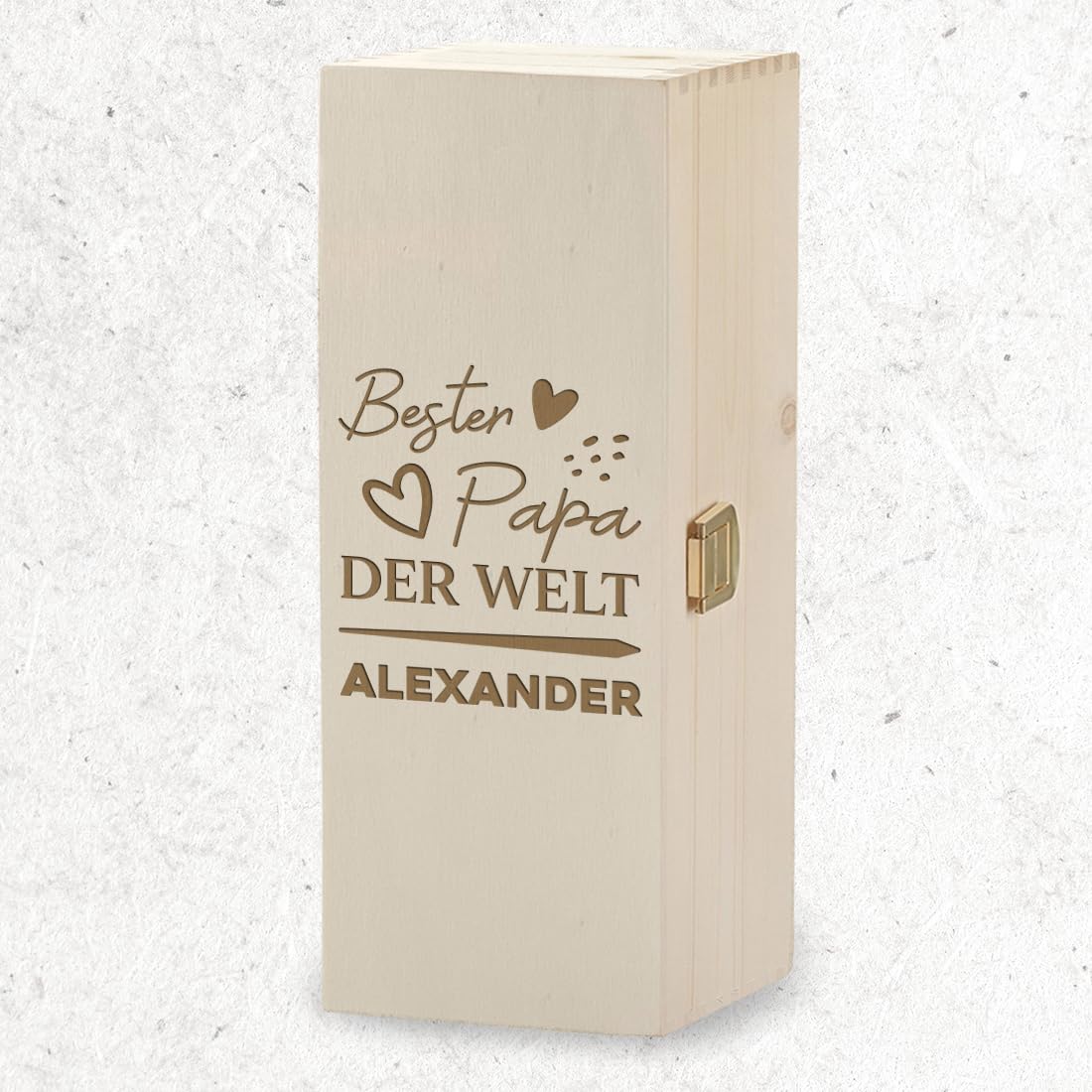 Bester Papa der Welt Bierglas personalisiert - Bierkrug 0,5 L aus Glas + Holzkiste mit Gravur zum Geburtstag - das Männergeschenk - 500 ml Bierseidel zum Jubiläum