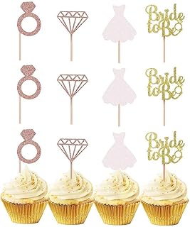 24 pièces Bride to Be Cake Topper, Mariée en Paillettes d'Or Rose Pour Cake Toppers, pour Être Lettre pour Gâteaux, Fruits, Crème Glacée Sur Le Mariage, Enterrement de Vie de Jeune Fille