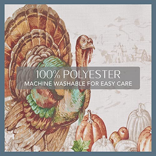 Threadmade Holiday Turkey Bordered Fall Tablecloth, Multicolor - 52" W x 52" L Square by Threadmade - Used condition - Image 4