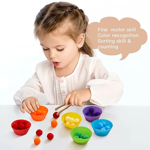 Miniatura 3 de Juego de cuentas de tablero de madera de pino arco iris laberinto Montessori clasificación de colores juguetes para niños pequeños 1-3 juego de