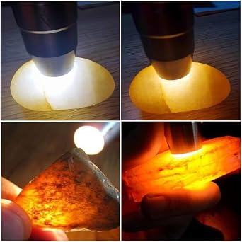 Alonefire SV124 EDC Flashlight Mini 365nm/395nm UV Blacklight, Yellow and White Light Digital Display USB C Rechargeable Pet Urine Detector for Rocks Gemstone with Little Focusing Tip,Built-in Battery
