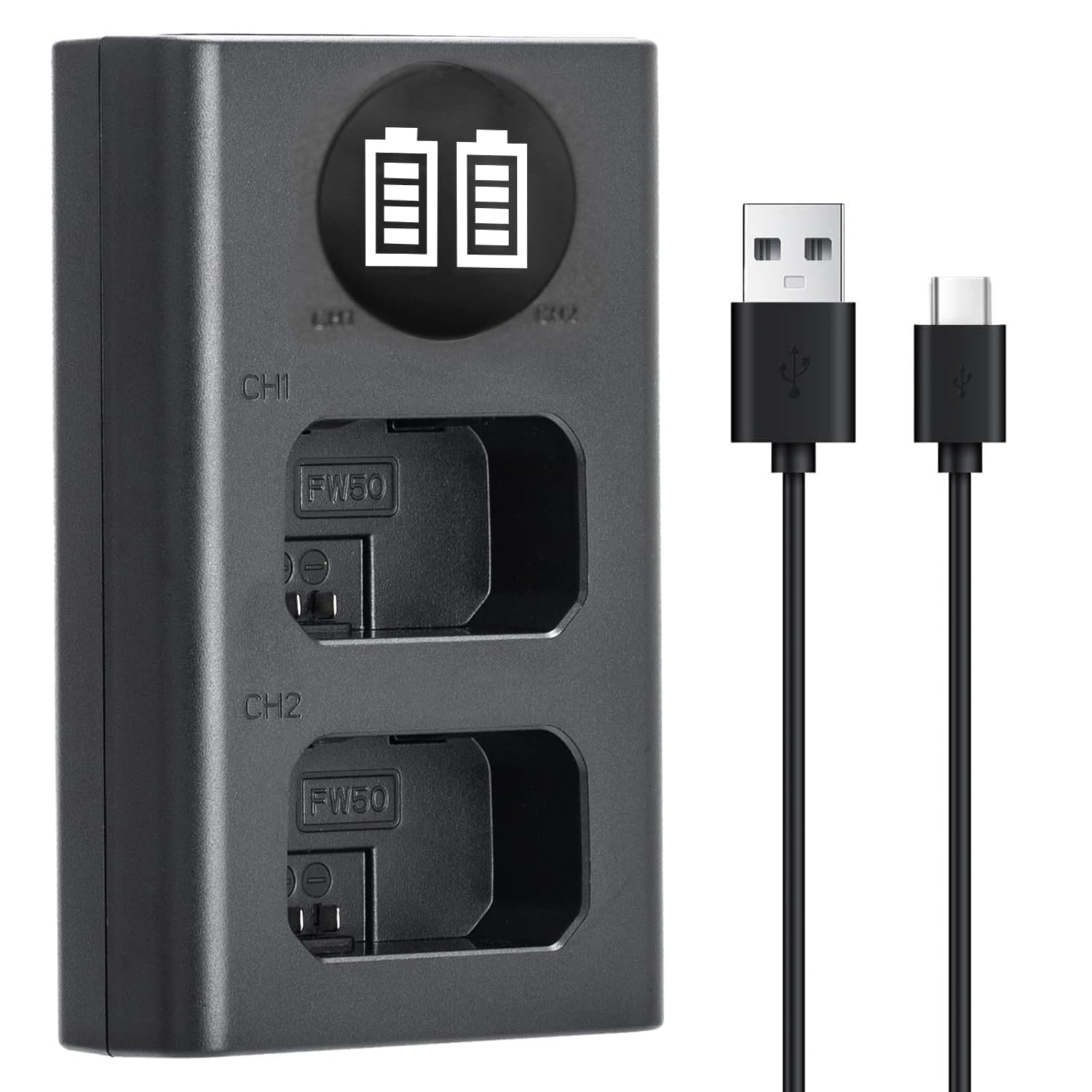 Amazon | KWTOUL NP-FW50 バッテリー充電器 USB デュアル充電器 LCD