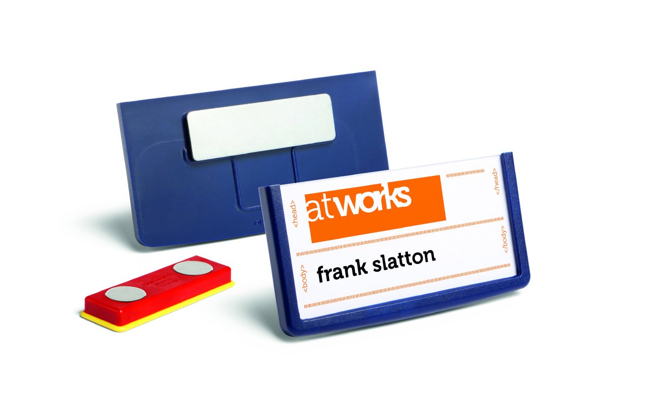 Durable Frame Boite de 25 Porte-badges avec Aimant 30 x 60 mm Bleu