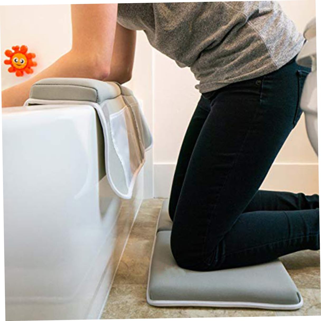 DOITOOL Alfombra Antideslizante Material Sbr para Baño Infantil Bolsillos Organizadores Adecuado para Rodillas y Codos Durante el Baño de Niños y Padres