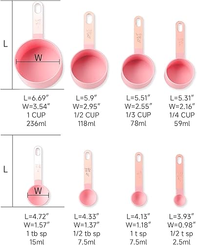 Miniatura 2 de Juego de taza medidora y cuchara medidora, juego de 8 tazas medidoras de líquidos o juego de tazas medidoras en seco, juego de cucharas medidoras