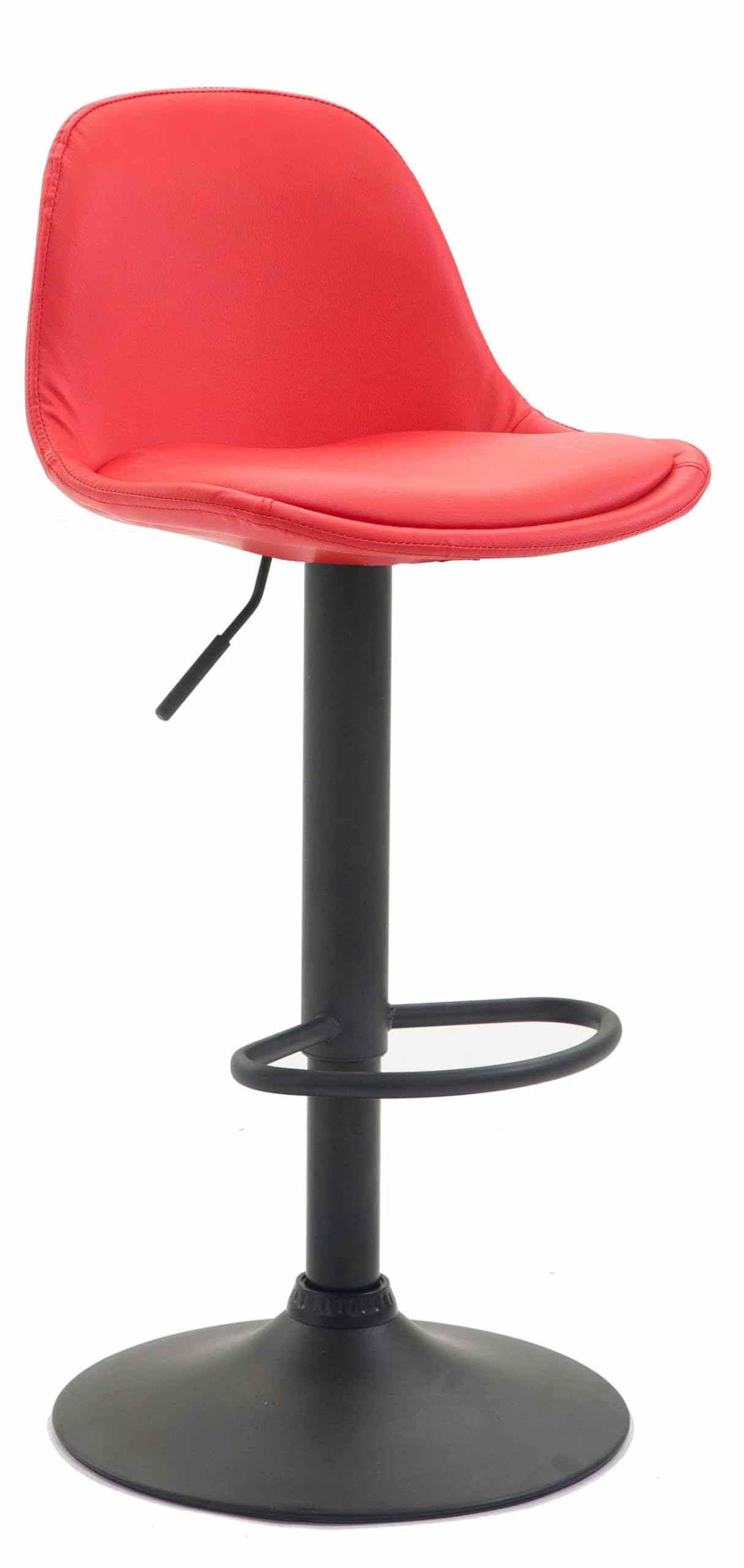 CLP Taburete Kiel En Polipiel con Reposapiés & Respaldo I Silla Alta Regulable En Altura, Color:Rojo, Color del Marco:Negro