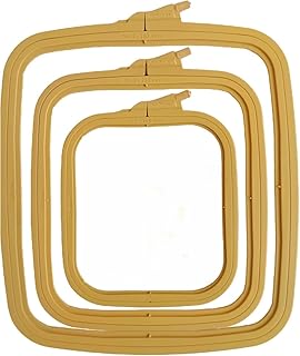 Nurge Beige 3 Pcs Set Plastic Square Embroidery Hoop, Cross Stitch Hoops, Punch Needle Hoop (3 Pcs)