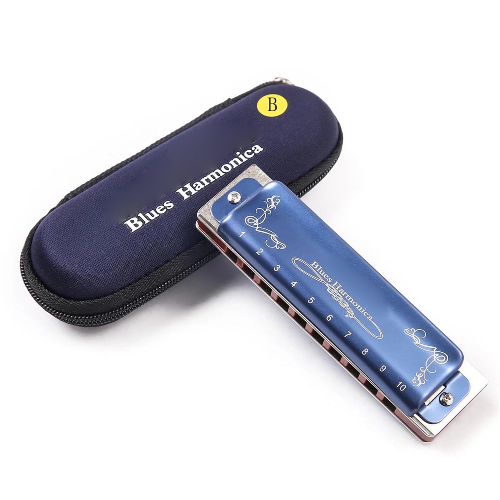 armonica a bocca professionale Armonica Diatonica Armonica Blues A 10 Fori Blu Con Custodia Armonica Professionale Per Adulti Principianti(B)