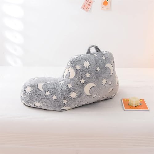 Miniatura 9 de A Nice Night Linda almohada de lectura de felpa de unicornio verde que brilla en la oscuridad, respaldo de cuña para niños con apoyabrazos para la