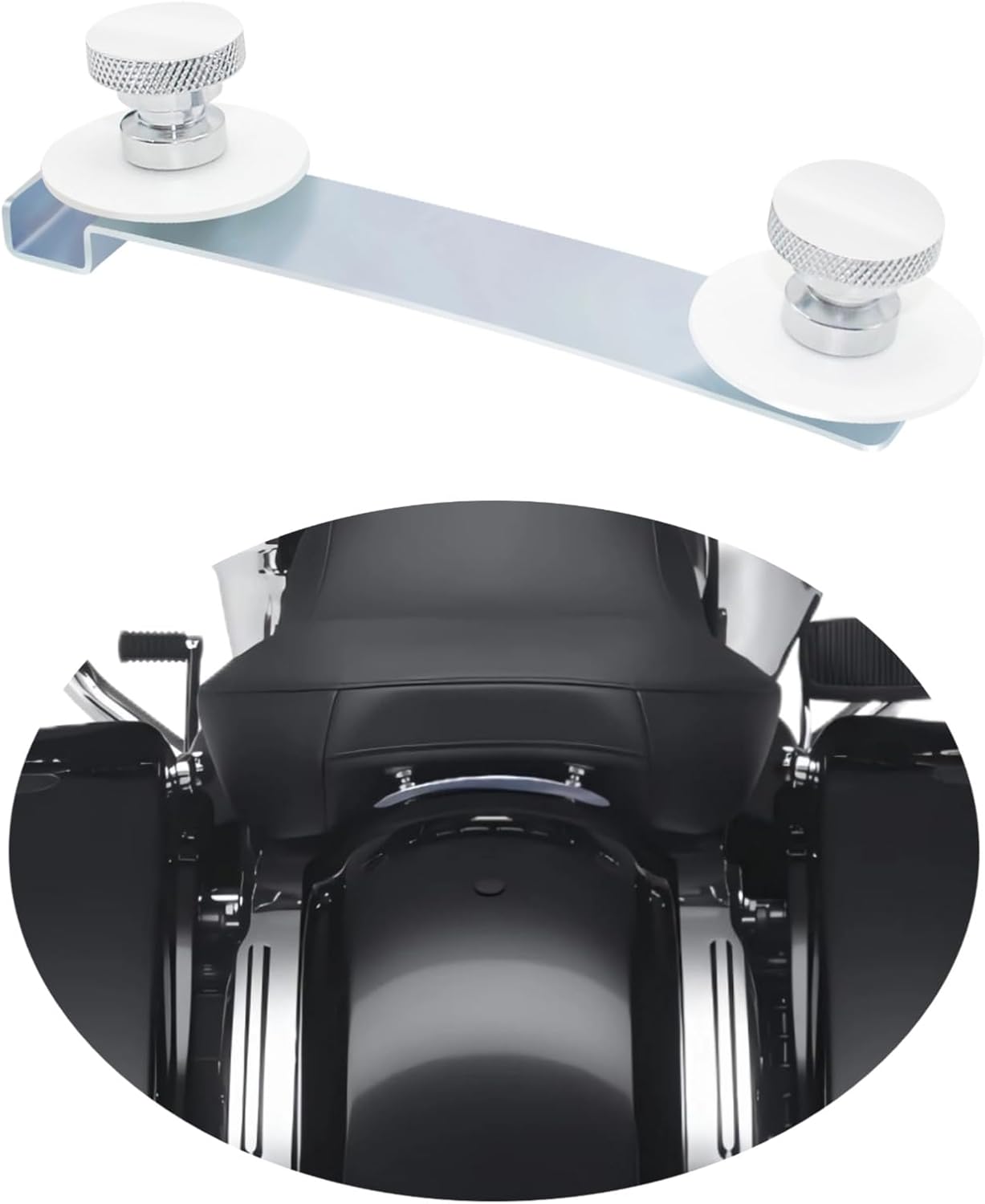 1997-2024 Rear Fender Studplate with 1/4-20 Thread Seat Mount Nut Assy for Harley Touring Softail Road Glide Road King Electra Glide Street Glide Fat Bob Fat Boy Low Rider Street Bob (Chrome)