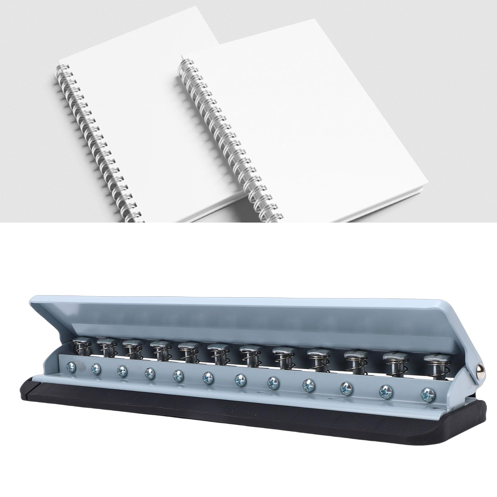 Elprico Perforatore a 12 Fori, Perforatore Portatile, a Fungo con Posizionamento Preciso, Adatto per Formati Carta A4, A5, B5, A7, per Quaderni con Rilegatura e Accessori