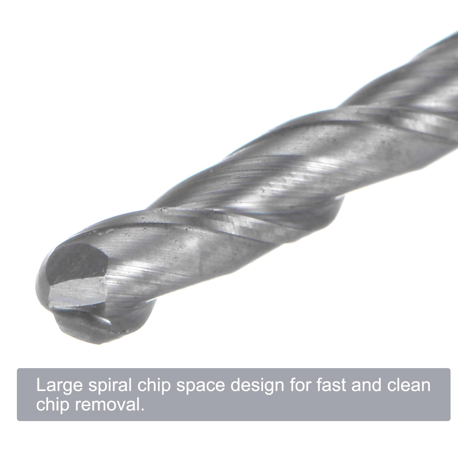 QUARKZMAN Fraise à Bout Sphérique pour Fraiseuse CNC, Rayon 1/16" et Queue de 1/8" en Carbure de Tungstène Non Revêtu, Spirale Ascendante à 2 Flûtes, 1/8" de Diamètre et 3" Longueur Totale