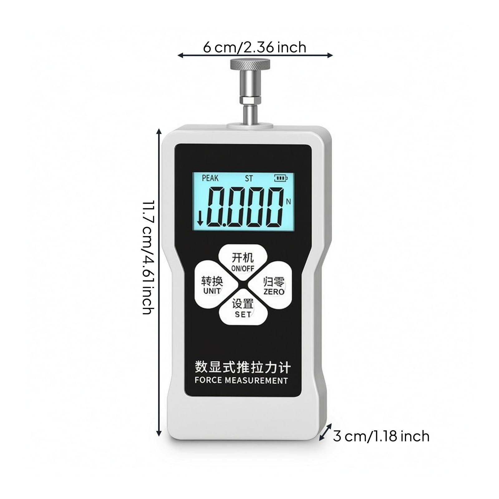 Dinamometro Digitale Portatile Tester di Spinta e Trazione Retroilluminato Dinamometro con Accessori per Controllo Qualita