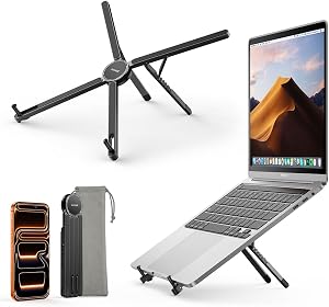 Lamicall Portable Laptop Stand for Desk - [0.25 lbs Ultralight] Foldable Laptop Riser, Adjustable for MacBook Stand, Aluminum Notebook Stand for Travel Library fit 10-15.6" MacBook Neo Air Pro HP Dell