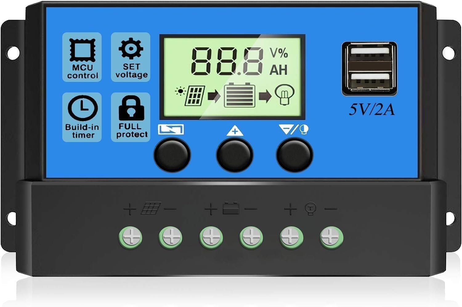 Solar Charge Controller 12V/24V 10Amp with Adjustable LCD Display, Dual USB Port, Timer Setting, and PWM Technology for Efficient Battery Charging-picture-30