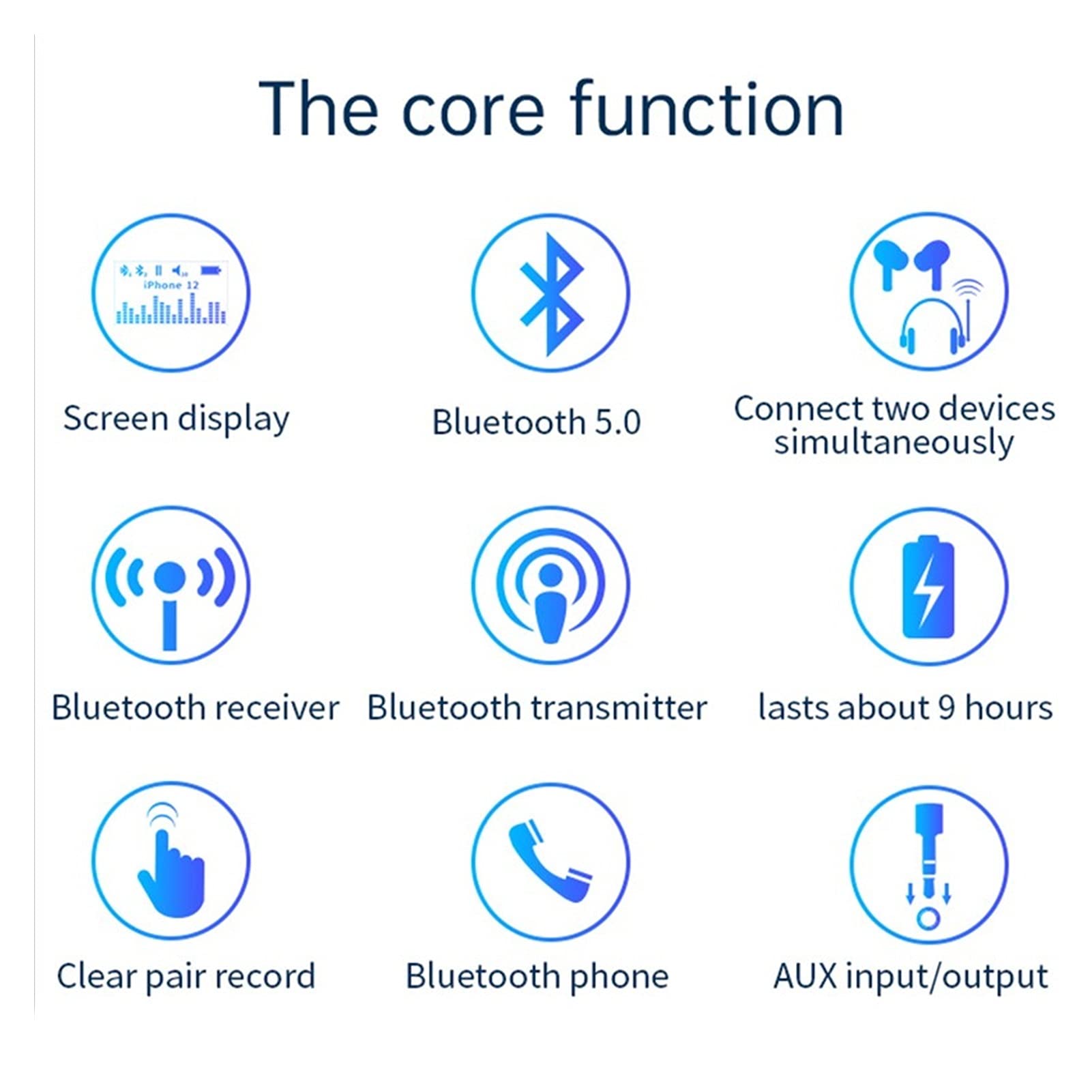 Adapter audio Bluetooth. Odbiornik Bluetooth samochodu 3. 5MM. Jack Audio Muzyka Bluetooth 5.0 Zestaw samochodowy Bezprzewodowy głośnik głośnomówiący głośnik Bluetooth Stereo