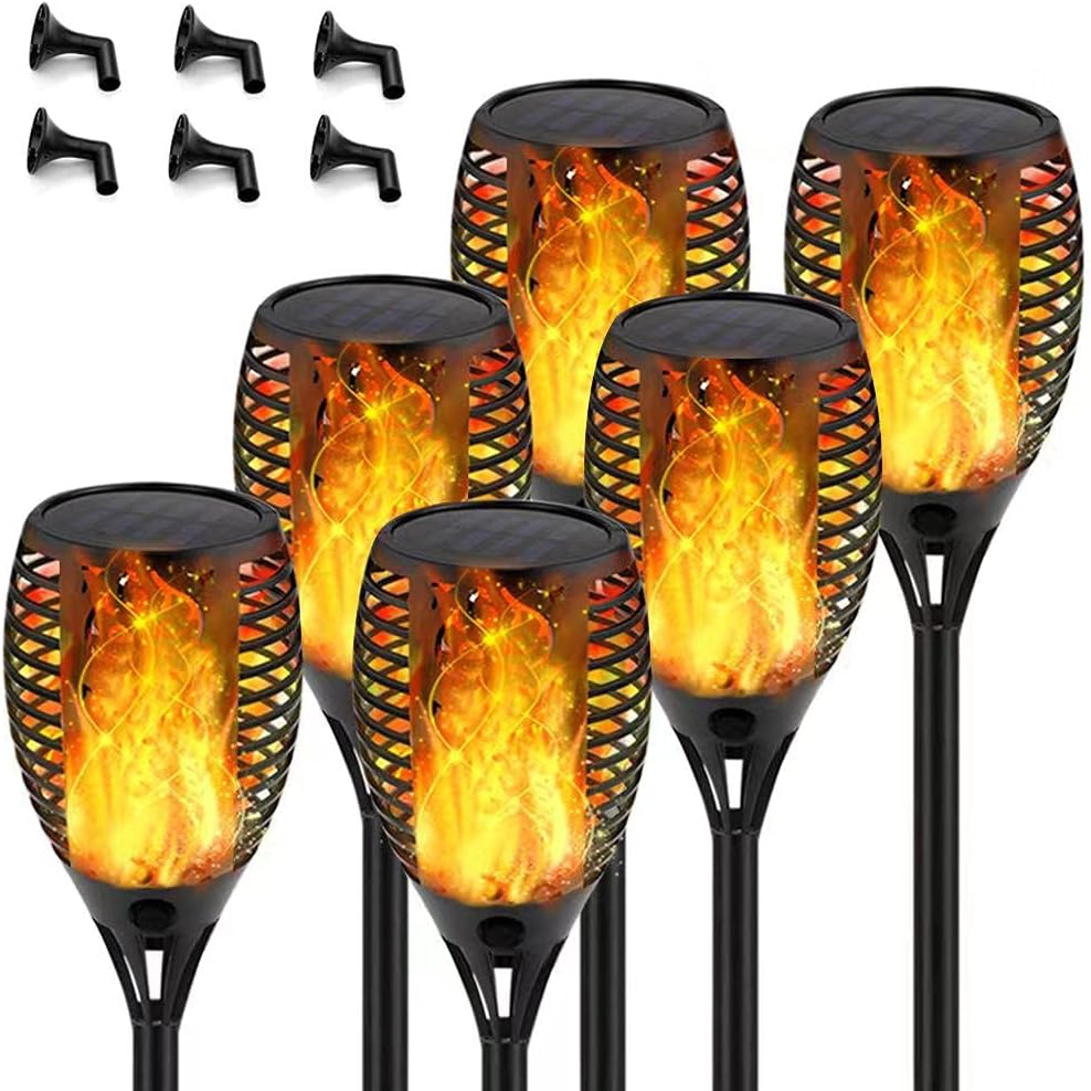 Get Cheap Price Staaricc Solar Lights Outdoor, 6Pack Large Solar Torch Light with Flickering Flame for Halloween Decorations, Waterproof Decorative Landscape Torch Solar Lights for Garden Yard Pathway-Auto On/Off