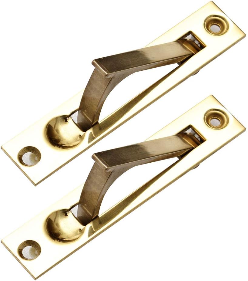 Litepak Door Edge Pull Premium Sliding Hardware Modern Style Spring (2 Pack, Polished Brass)