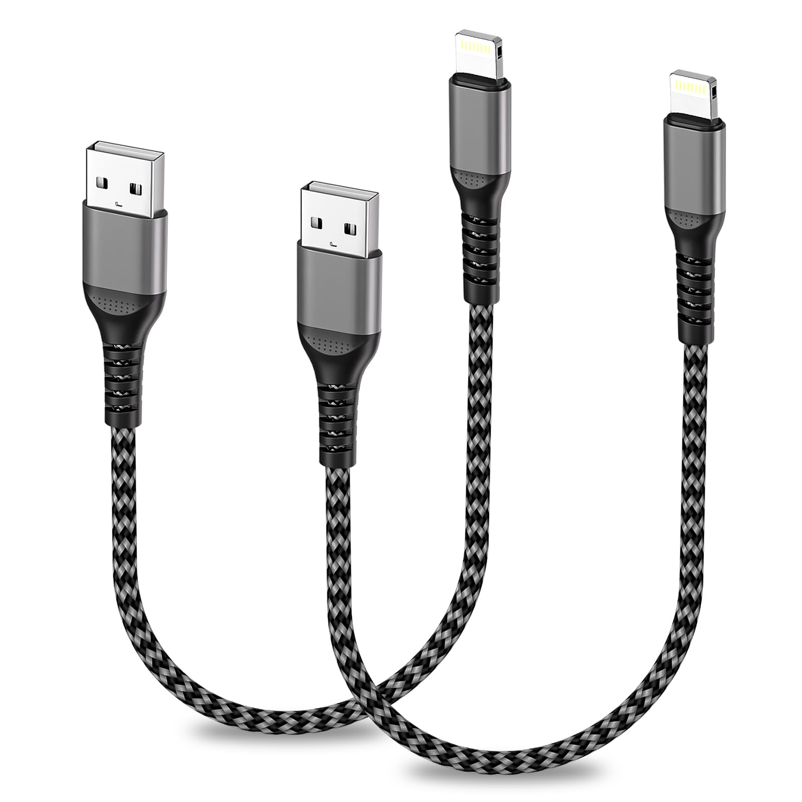 iPhone Charging Cable Short 2 Pack 0.3 m, USB A to Lightning Cable Short MFi Certified iPhone Cable iPhone Charging Cable Fast Charging Cable for iPhone 14/13/12/11/X/8/7/6/5/SE, iPad Pro/Air/Mini,