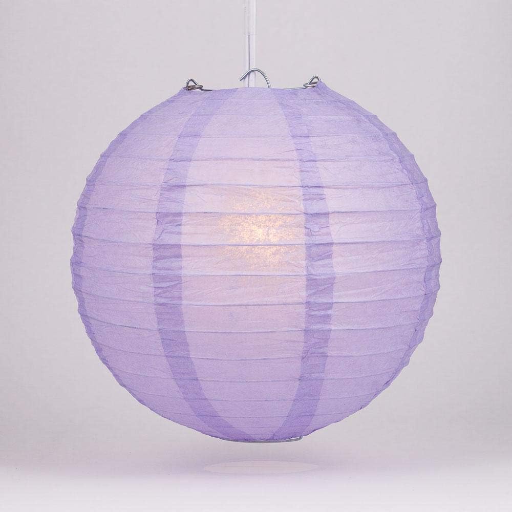 Quasimoon PaperLanternStore.com 20 Inch Lavender Even Ribbing Round Paper Lantern (10 Pack)