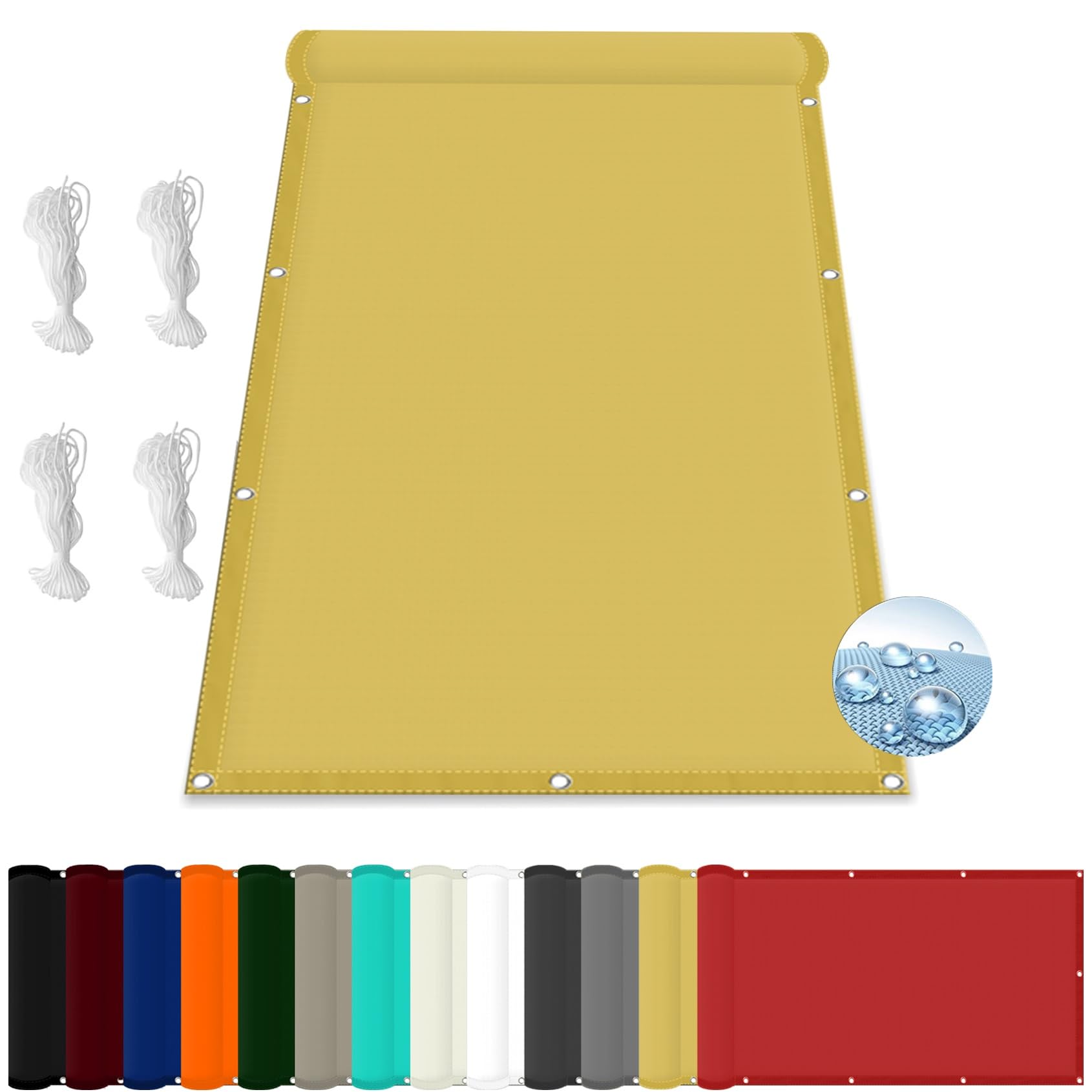 GLDYTVF Sun Shade Sail 2.2 x 5.5m Garden Canopy Waterproof Awning UV Protection with Grommets and Rope Cream Color