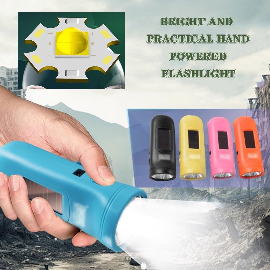 Generico Torcia Solare Ricaricabile per Esterni, Torcia di Emergenza A Manovella, Torcia Manuale Alimentata Tramite USB per Uso Domestico, Plastica ABS, per Terremoti, Incendi(Pink Color,3pcs)