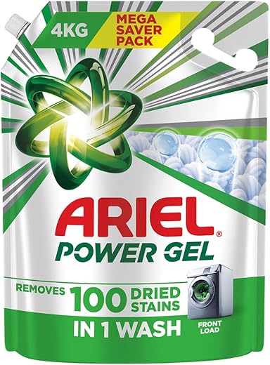 Ariel Power Gel Liquid Detergent for Front Load – 4kg | Removes 100 Dried Stains in 1 Wash | Faster Dissolving | Long-Lasting Fragrance | Color...