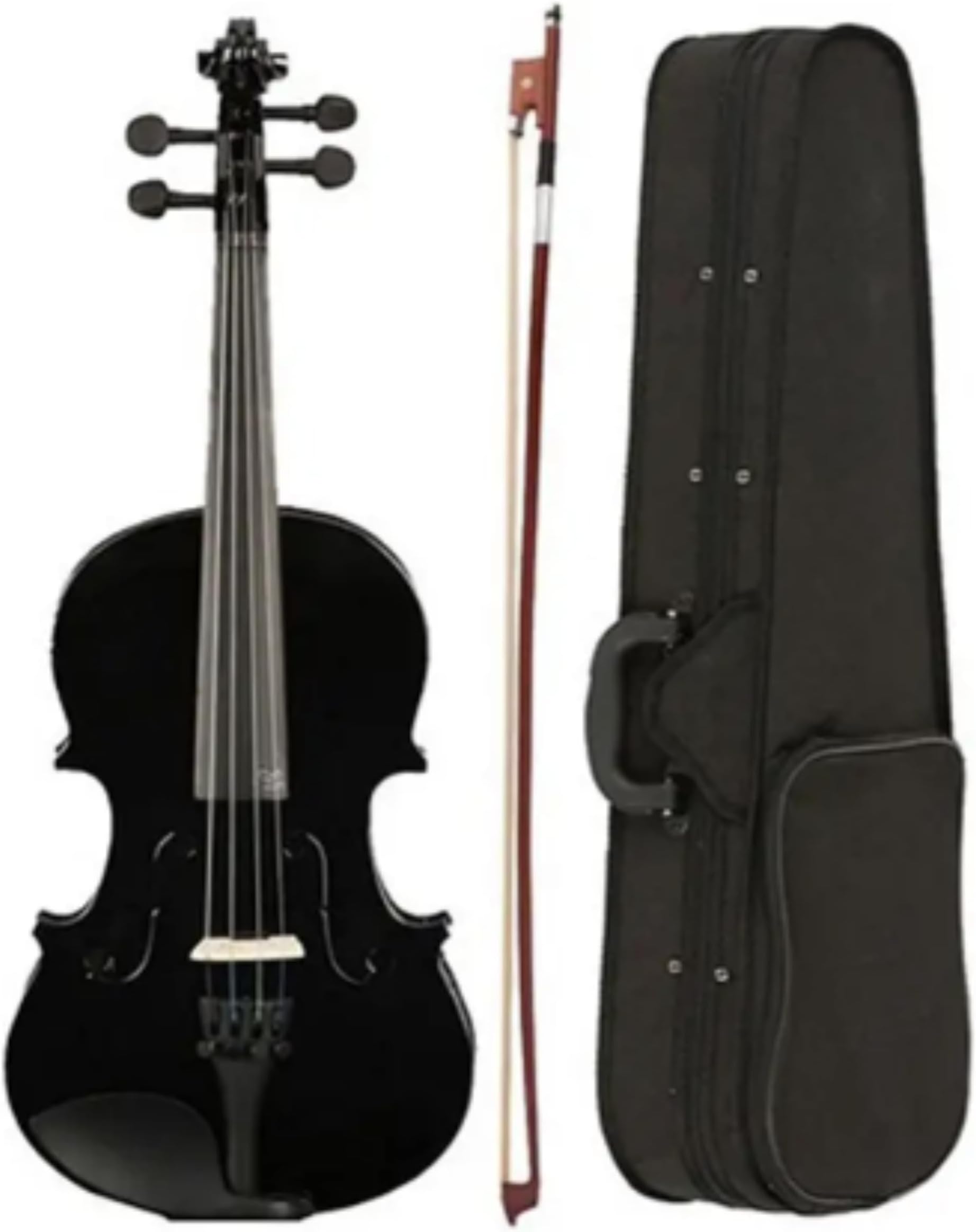 Megarya 4/4 Black Glossy Violin Made By Indian Solid Wood Perfect Choice for Violin Beginners Complete Set With Case, Bow and Rosin