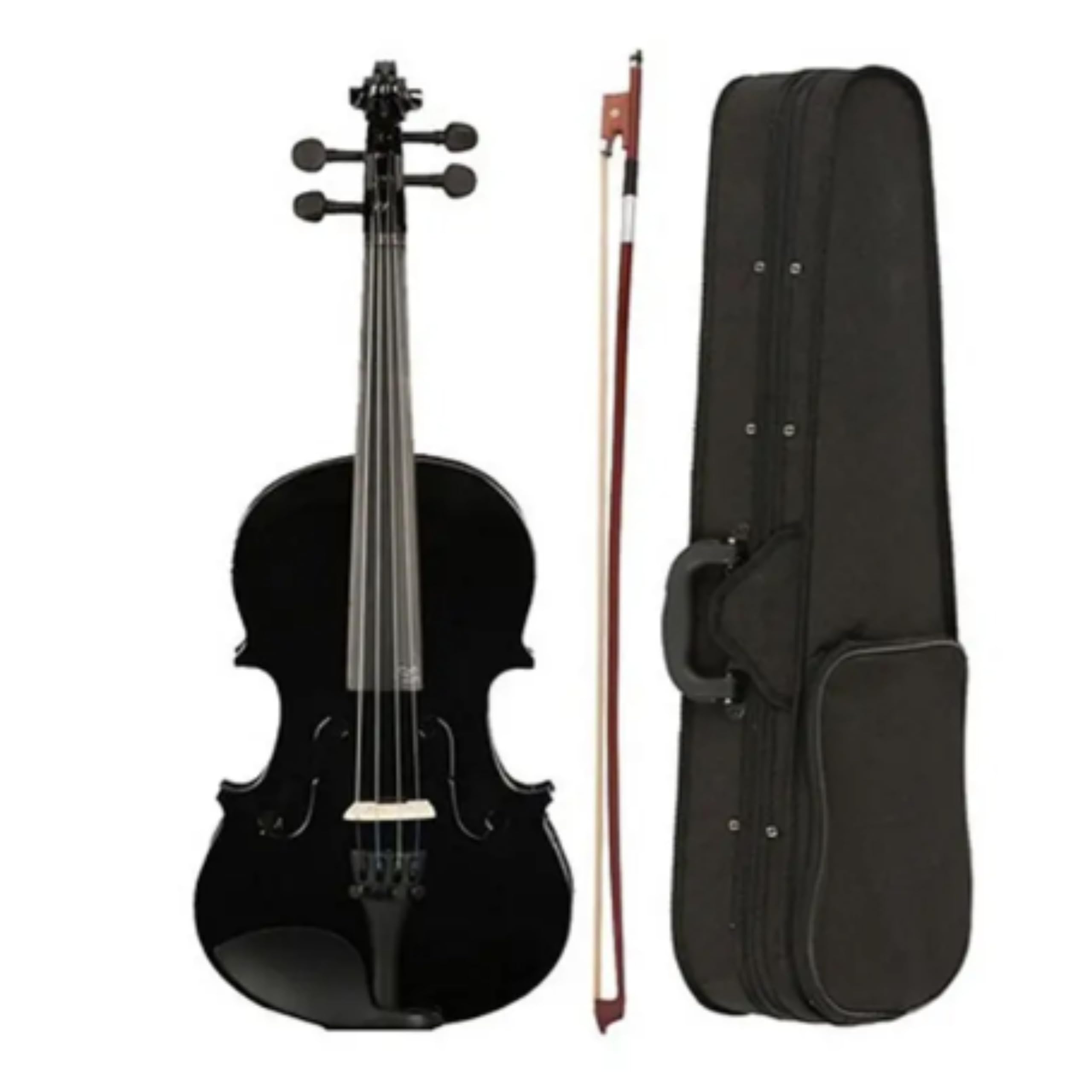 4/4 Black Glossy Violin Made By Indian Solid Wood Perfect Choice for Violin Beginners Complete Set With Case, Bow and Rosin