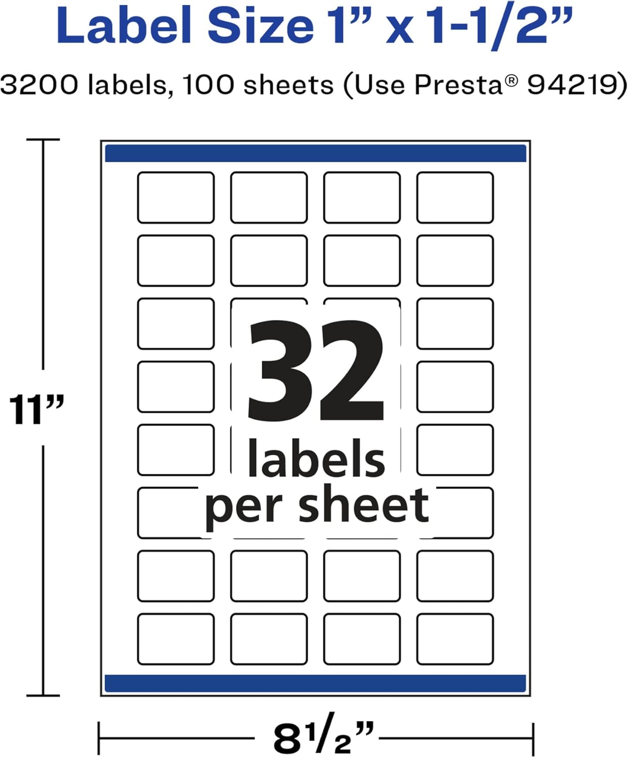 Avery Glossy White Rectangle Labels, Sure Feed Technology, 1" x 1.5", 3,200 Glossy White Labels, Print-to-The-Edge, Permanent Adhesive, Laser/Inkjet Printable