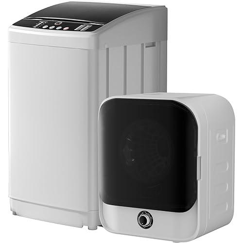 TABU Washer and Dryer Combo,20LBS Full Automatic Washing Machine with 10 Washing Programs & 2.6 Cu.Ft Portable Dryer with Stainless Steel Inner Tub,White